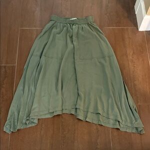Green jw Anderson Uniqlo collaboration high low hem asymmetric midi skirt small